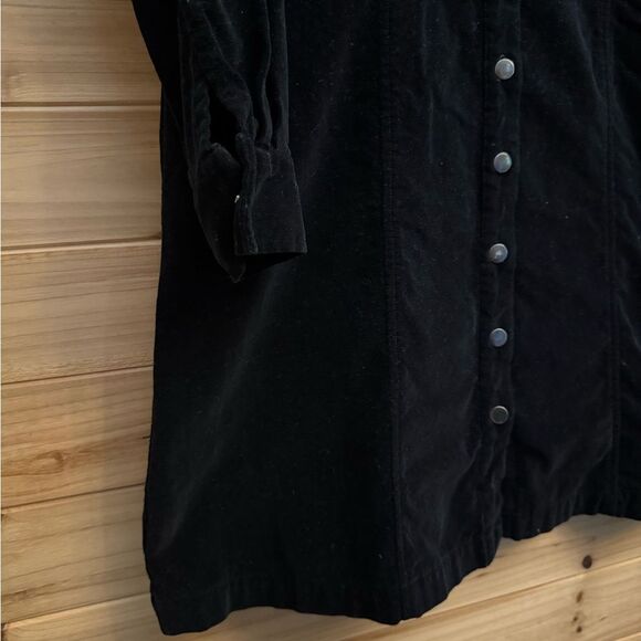 Vintage Eddie Bauer Size Large Crushed Velvet Long Sleeve Collared Mini Dress - Picture 4 of 10